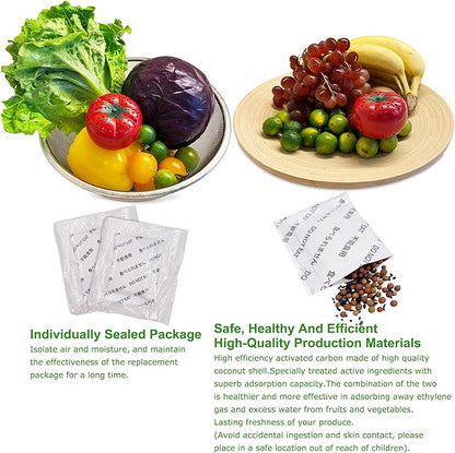 Produce Freshness Preserver Saver Kit- Keep Fruits and Vegetables Fresh Longer, Ethylene Gas and Odor Absorber in Refrigerator (2 Pack)