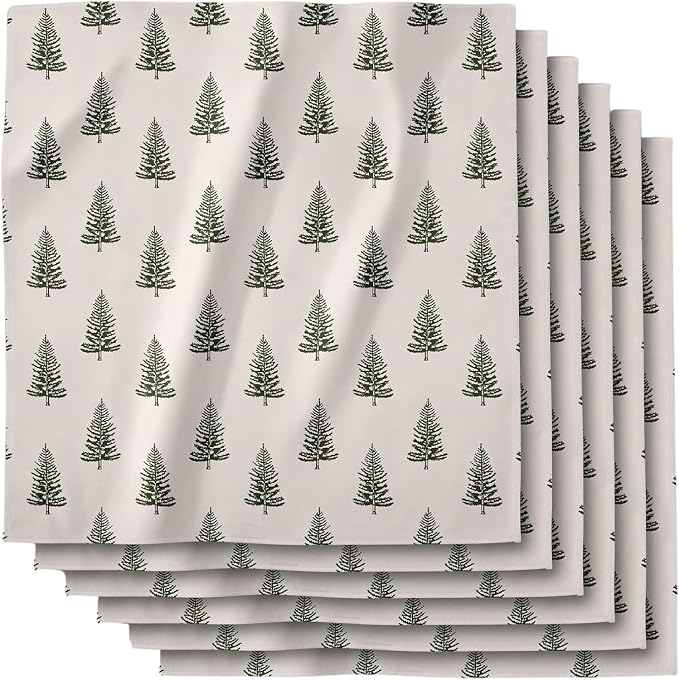 GEOMETRY Christmas Dinner Napkins - Premium Cloth Napkins - Quick Dry & Super Absorbent Table- Premium Geosuede Linen Napkins - Pine 19" x 19" - 6 Pieces