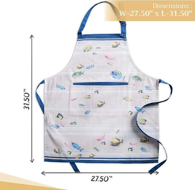 Maison d' Hermine 100% Cotton Apron for women with Pocket Kitchen Chef Apron for Men Cooking Spring Summer