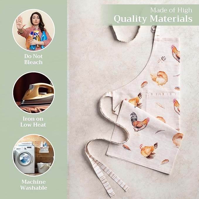 Maison d' Hermine 100% Cotton Apron for women with Pocket Kitchen Chef Apron for Men Cooking Spring Summer