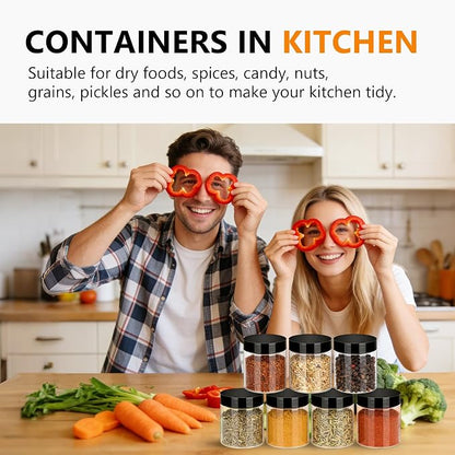 SLifeJars 6OZ Plastic Jars with Black Lids 40Pcs Empty Plastic Pot Jars Round Refillable Clear Slime Containers Jar Airtight Storage Jar for Travel Storage Home Kitchen Food Slime Making