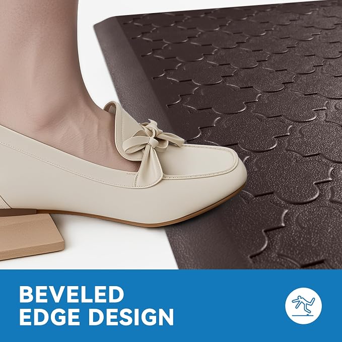 Kitchen Mat Cushioned Anti Fatigue for Floor, Non-Slip Waterproof Comfort Rug for Kitchen Sink, Standing Desk & Laundry, 17.3"x60", Chocolate