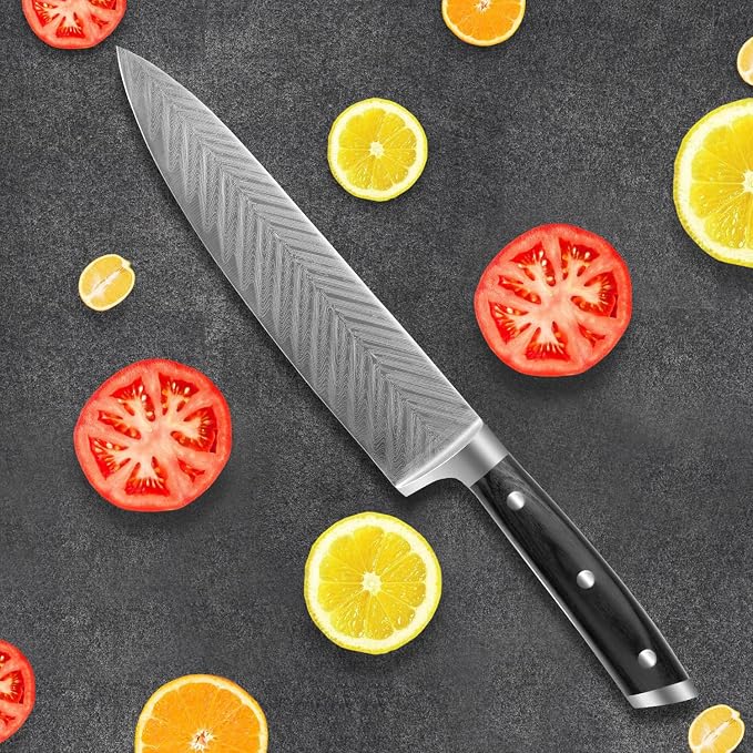 Chef Knife,Super Sharp Professional Kitchen Knife,Ultimate 8 Inch Chef's Knife with Ergonomic Handle, Gift Box for Family & Restaurant (black)