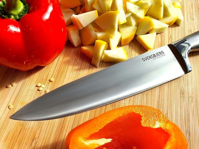 Modern-Silver Chef Kitchen Knife Set with Block, Chef Knife Set for Cooking, Knife Set for Kitchen, Stainless Steel, Sharp, German Brand | SB-KS101-MB101
