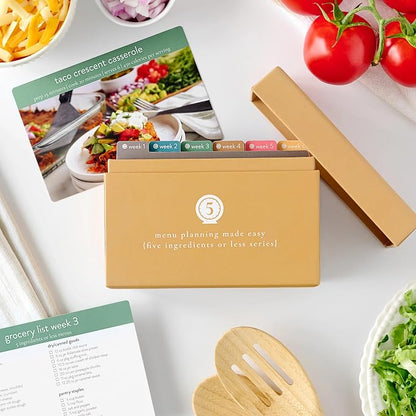 PPP Meal Planner with 72 Recipe Cards (5 Ingredients or Less – Photo Edition) | Weekly Menu Planner | Sturdy Box | 12 Reusable Grocery Lists | 5 Blank Recipe Cards | Card Protector | Recipe Ideas