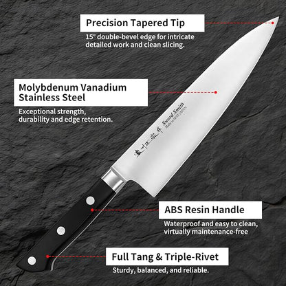 8.3 Inch Japanese Chef Knife, Made in Japan, Full Tang High Carbon Molybdenum Stainless Steel Gyuto Knife for Rock Chopping Meat, Fish and Vegetables