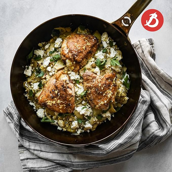 de Buyer MINERAL B Pro Carbon Steel Country Fry Pan - 9.5” Diameter, 6.5” Cooking Surface - Ideal for Sauteing, Simmering, Deep Frying, Stir Frying - Naturally Non-Stick Finish - Made in France