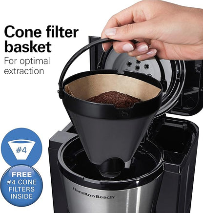 Hamilton Beach Programmable Coffee Maker with 10 Cup Thermal Carafe, 3 Brewing Options, Auto Shutoff & Pause and Pour, Stainless Steel (46899R)