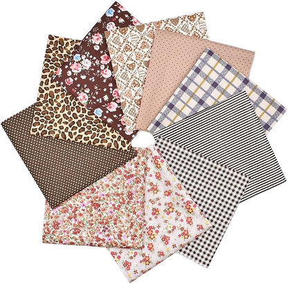 10pcs 12 x 12 inches (30cmx30cm) Print Coffee Series Fabric Bundle Squares Patchwork DIY Sewing Scrapbooking Quilting Pattern Artcraft