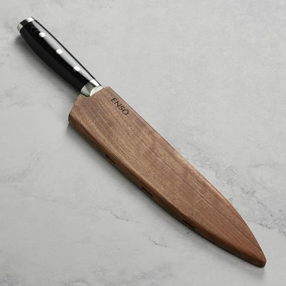 Enso Large Chef's Knife with Sheath - Made in Japan - HD Series - VG10 Hammered Damascus Stainless Steel Gyuto - 9.5" Blade with Saya Cover