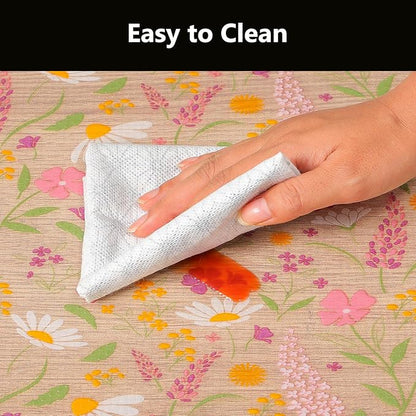 INNOLITES Shelf Liner for Kitchen Cabinets, Non-Adhesive Drawer Liner, Waterproof Washable EVA Floral Pattern, Protect Dresser Cupboard Refrigerator Shelves (Sage Wildflower, 23.6" x 360")