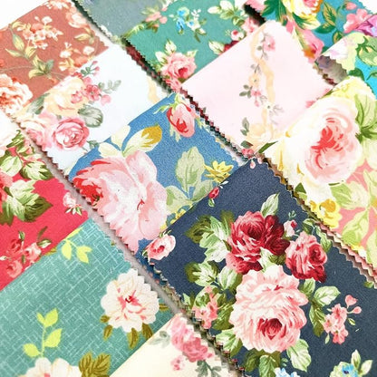 42 Pcs Jelly Roll Fabric Strips for Quilting Fabrics, Sewing Supplies DIY Crafts 2.6 Inch Precut Cotton Fabric Bundles with Wavy Edges, Floral Rose Patchwork
