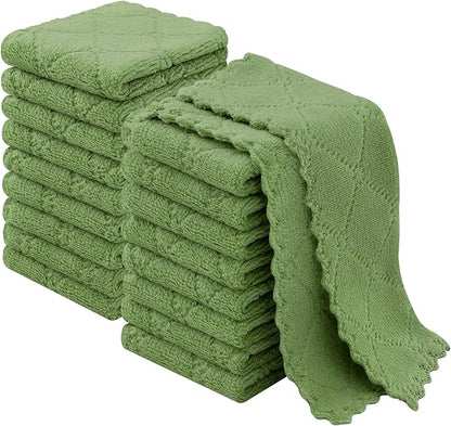 Homaxy 18 Pack Kitchen Cloths Dish Towels (7" x 9", Grass Green), Super Soft and Absorbent Coral Velvet Dishcloths, Fast Drying No Lint Microfiber Cleaning Cloth