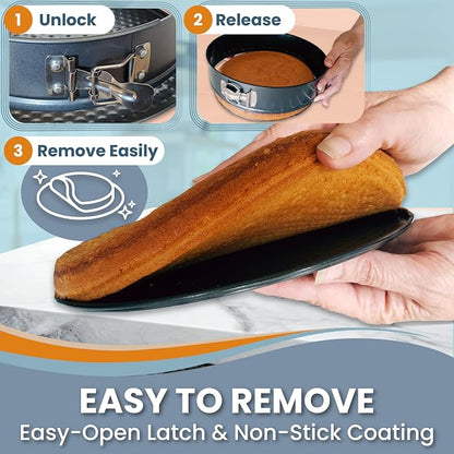 NONSTICK Spring Form Pan for Cheesecake 6/8/10 Inch with SILICONE PROTECTOR for Mess-Free WATER BATH BAKING Without Foil or Parchment Paper - Durable Cheese Cake Pans For Baking Perfect Cheesecake
