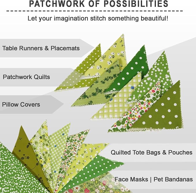 Soimoi 40 Pcs Cotton Fabric Squares Bundles Charm Packs for Quilting, Fat Quarter Layer Cakes, Precuts Quilt Squares 5 x 5 inches, DIY Fabric Bundle - Meadow Bliss