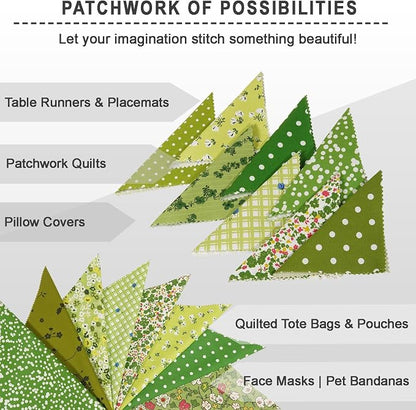 Soimoi 40 Pcs Cotton Fabric Squares Bundles Charm Packs for Quilting, Fat Quarter Layer Cakes, Precuts Quilt Squares 5 x 5 inches, DIY Fabric Bundle - Meadow Bliss