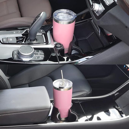 WETOWETO 20oz Tumbler with 2 lids and 2 straws, Stainless Steel Vacuum Insulated Water Coffee Tumbler Cup, Double Wall Powder Coated Spill-Proof Travel Mug Thermal Cup (Ice Pink, 1 Pack)