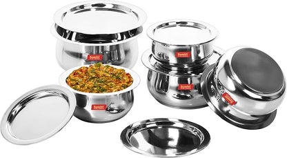 Sumeet Stainless Steel Cookware Set With Lid, 5 Piece (Steel), 2.4 Liter