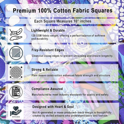 Soimoi 40 Pcs 10 x 10 inches Quilting Fabric Bundles Precut, DIY Cotton Fabric Squares, Printed Layer Cakes Patchwork Materials for Crafts Cloths Decor,Charm Squares for Quilts,Sewing - Blue Harmony