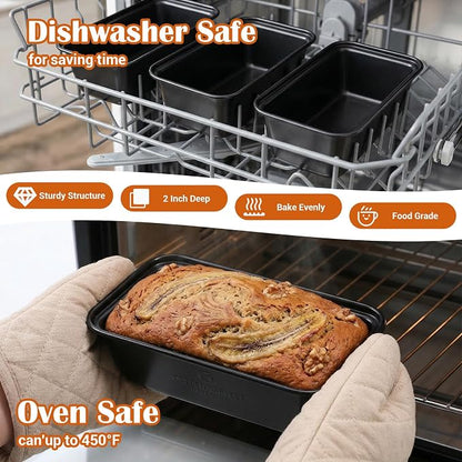16 Pack Mini Loaf Pans for Baking, 6.1" Carbon Steel Nonstick Small Bread Pans for Banana Bread, Meatloaf, Brownies & Pound Cakes – Oven Safe, Easy Release & Dishwasher Safe Bakeware Set