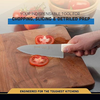 Dexter-Russell 12613 Chef’s Knife, 6" Scalloped DEXSTEEL High Carbon Stain-Free Steel Blade, Ergonomic Textured Polypropylene Handle, NSF Certified, Culinary Kitchen Cook Knife, Made in USA