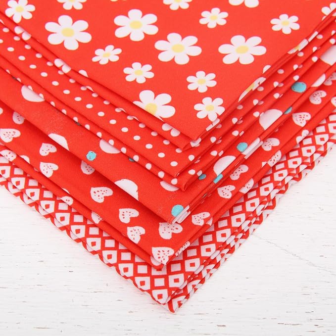 Threadart Exclusive 5 Fat Quarter Bundles - Red Confetti Brights Collection 100% Cotton Fabric - Premium 100% Cotton Quilting Fabric - No Duplicates - Full Size Fat Quarters 18"x21" - Red