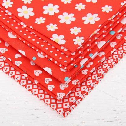 Threadart Exclusive 5 Fat Quarter Bundles - Red Confetti Brights Collection 100% Cotton Fabric - Premium 100% Cotton Quilting Fabric - No Duplicates - Full Size Fat Quarters 18"x21" - Red