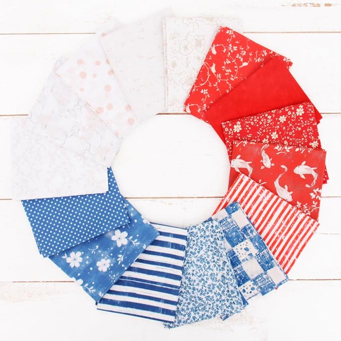 Threadart Exclusive 15 Fat Quarter Bundles - Patriotic Vintage Prints 100% Cotton Fabric - Premium 100% Cotton Quilting Fabric - No Duplicates - Full Size Fat Quarters 18"x21" - Patriotic