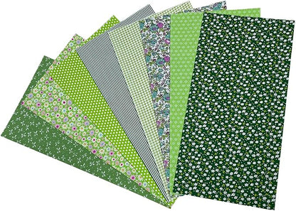 8Pcs 20 x 20 Inch Sewing Fabric Squares, Cotton Crafts Fabric Bundles Floral Patterns Printed Tissue Patchwork Fabrics Square for Quilting, Home Décor, Scrapbooking, Handwork (Green)