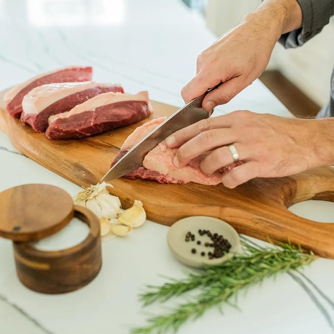 Lamson Premier Forged 8" Chef's Knife, Hi-Carbon Stainless Steel Blade, Triple Riveted for Balance, Ideal for Dicing, Slicing & Chopping, Kitchen Knives - Midnight Handle