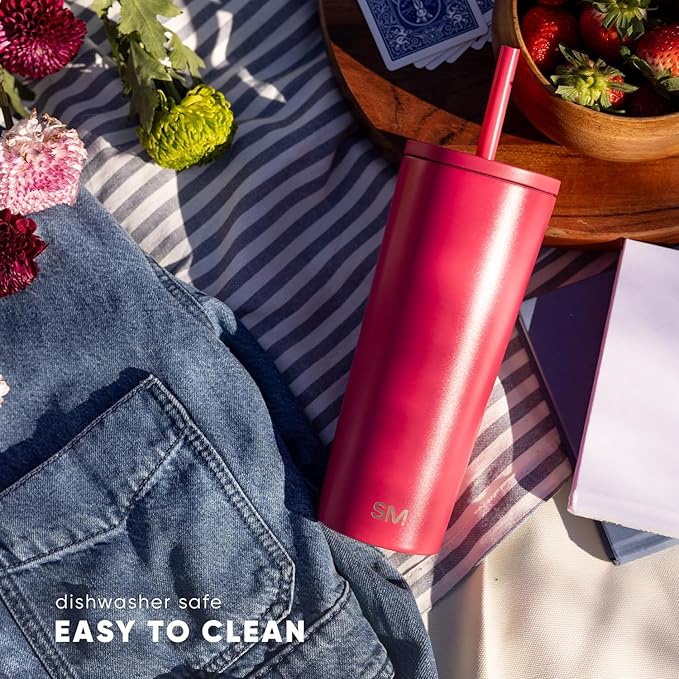 Simple Modern Classic Tumbler with Straw Lid | Insulated Iced Coffee Cup Reusable Stainless Steel Water Bottle Travel Mug | Gifts for Women Men Her Him | 24oz | Cotton Candy Tie Dye