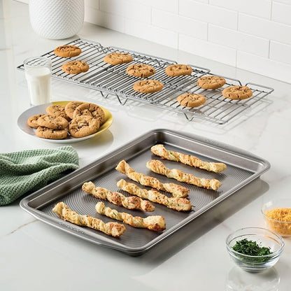 Circulon Bakeware Baking Sheet/Cookie Pan and Cooling Rack Set, 3 Piece, Gray