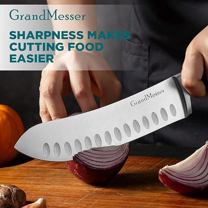 Butcher Knife, 7 inch Bullnose Knife, High Carbon German Stainless Steel Forging, Ergonomic ABS Handle Triple-riveted, with Gift Box