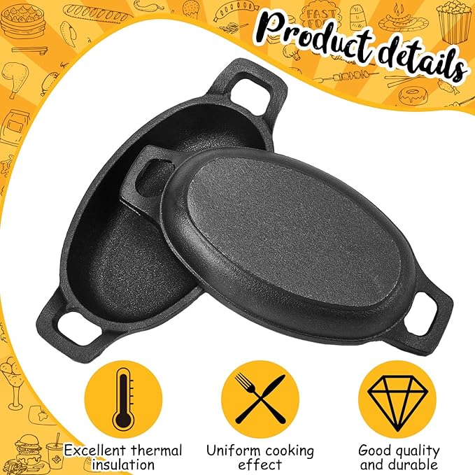 Uiifan 6 Pieces Mini Cast Iron Skillet Set, Individual Serving Oven & Stovetop Pans for Baking, Roasting, Grilling & Appetizers for Parties, Restaurants & Home Kitchens