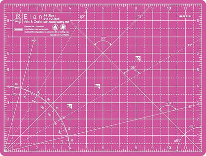 Elan Cutting Mat A4 Pink & Purple, Self Healing Cutting Mat 9x12 Inch, 5-Ply Craft Board Pink, Hobby Board for Crafts 9x12 Inch