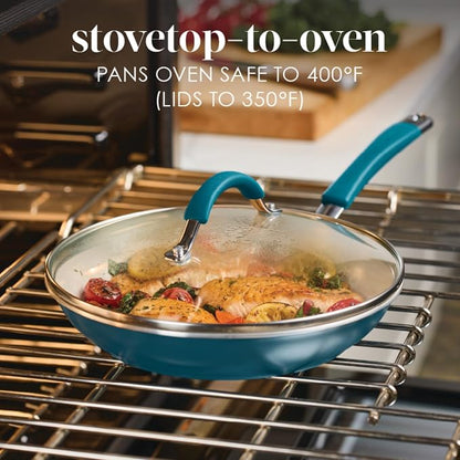 Rachael Ray Cucina Ceramic Nonstick Cookware Pots and Pans Set, 13-Piece, Marine Blue