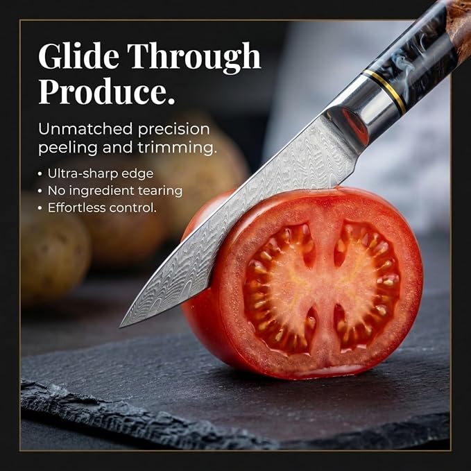 Tidal Black - 4" Paring Knife - Damascus
