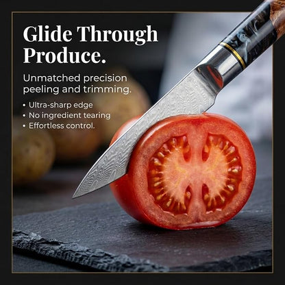 Tidal Black - 4" Paring Knife - Damascus