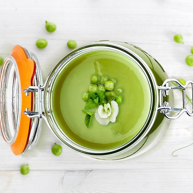 Le Parfait Super Jar 500mL (16oz) French Glass Preserving Jar w/Airtight Rubber Seal & Wire Bail Closure - BPA-Free Canning Jar for Pickles, Fruit, Sauce & Food Storage - Made in France Since 1930 4PK