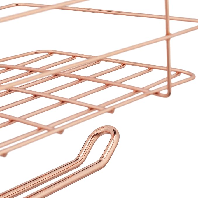 Relaxdays Hanging Basket with Kitchen Roll Holder, Storage, Kitchen & Bathroom, Wire Basket H x D: 18 x 31 x 17 cm, Copper