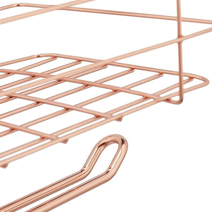 Relaxdays Hanging Basket with Kitchen Roll Holder, Storage, Kitchen & Bathroom, Wire Basket H x D: 18 x 31 x 17 cm, Copper