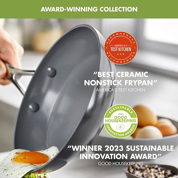 GreenPan Valencia Pro Ceramic Nonstick 13 Piece Cookware Set, Hard Anodized PFAS-Free Pots & Pans, Induction Ready, Compatible on All Cooktops, Dishwasher Safe, Oven Safe to 600F, Gray