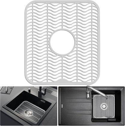 DecorRack White Sink Protectors for Kitchen, Plastic 12" x 11" Dish Rack, Protect Sink from Stains, Damage, Scratches, Dishwasher Safe Grid Mat for Kitchen (White)
