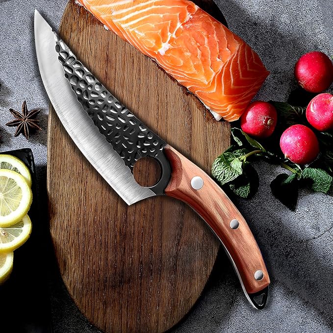 MDHAND Chef Knife - Hand Forged Kitchen Knives, High Carbon Steel Viking Knives, Meat Cutting Knife for Kitchen, Japanese Chef Knives for Camping, BBQ, Hunting, Gifts for Men