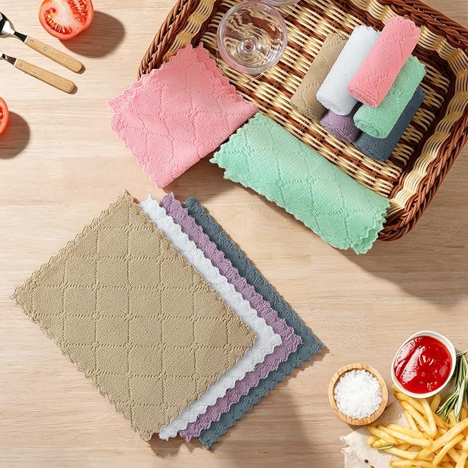 Homaxy 18 Pack Kitchen Cloths Dish Towels (7" x 9", Mixed Color), Super Soft and Absorbent Coral Velvet Dishcloths, Fast Drying No Lint Microfiber Cleaning Cloth