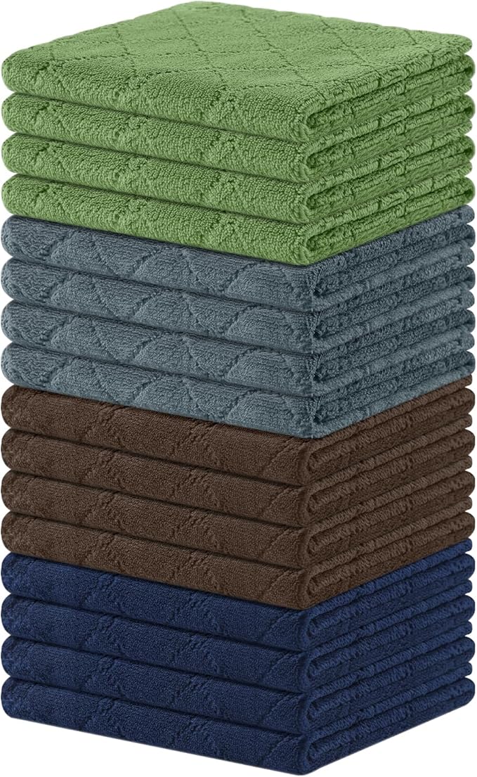 Homaxy 16 Pack Kitchen Towels-13" x 19", Super Soft Coral Velvet Dish Cloths, Absorbent and Fast Drying Dish Rags