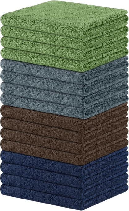 Homaxy 16 Pack Kitchen Towels-13" x 19", Super Soft Coral Velvet Dish Cloths, Absorbent and Fast Drying Dish Rags