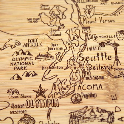 Totally Bamboo A Slice of Life Washington State Serving and Cutting Board, 11" x 8.75"