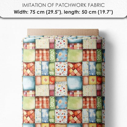 Patchwork Cozy Cottage Cotton Fabric Panel – 6 Designs (10×10 inch Each) + Bonus Sheet 29.5×19.6 inch, 100% Cotton 140 GSM, Made in Türkiye