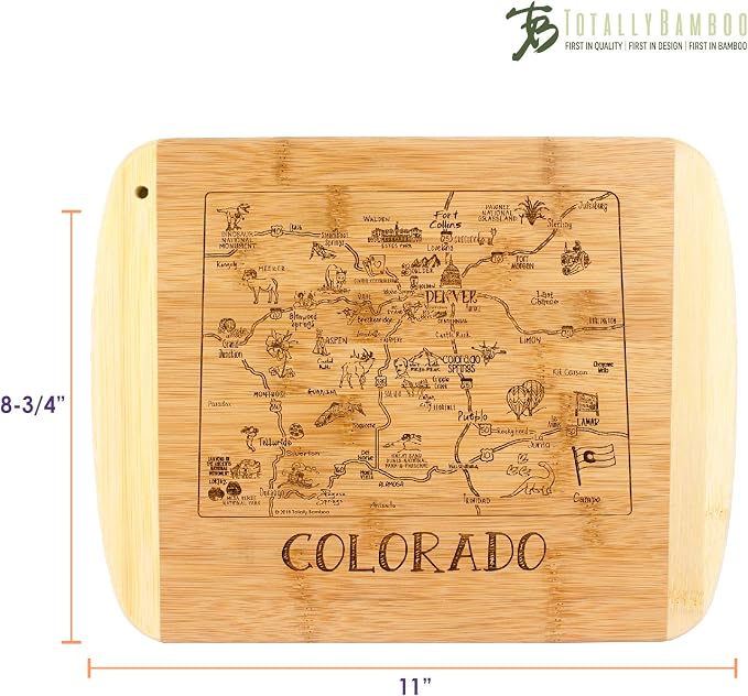 Totally Bamboo A Slice of Life Colorado State Serving and Cutting Board, 11" x 8.75"